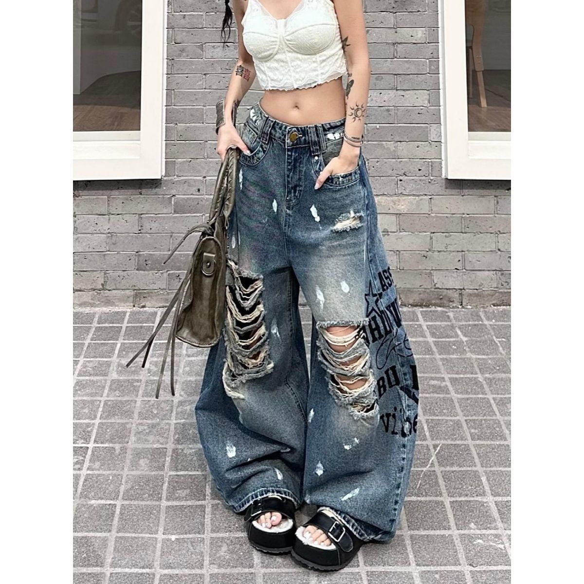 Street Fashion Jeans Women - Jeans déchirés pour femmes 2026, style