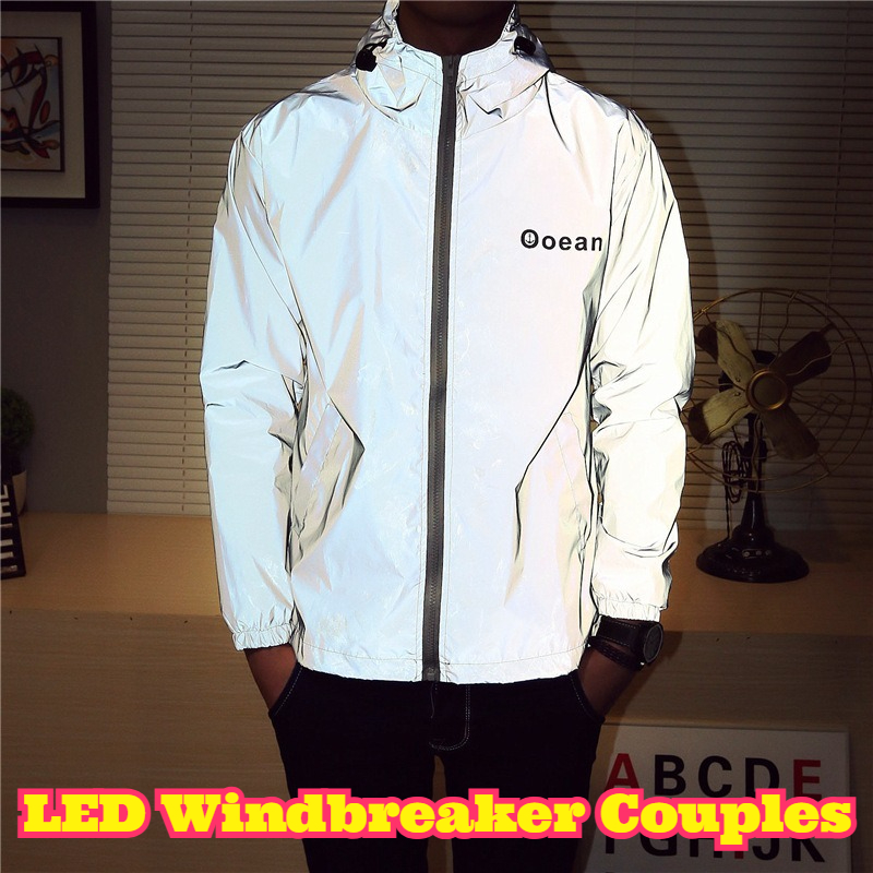 Reflective Jacket Running - Coupe-vent lumineux LED pour couples, veste