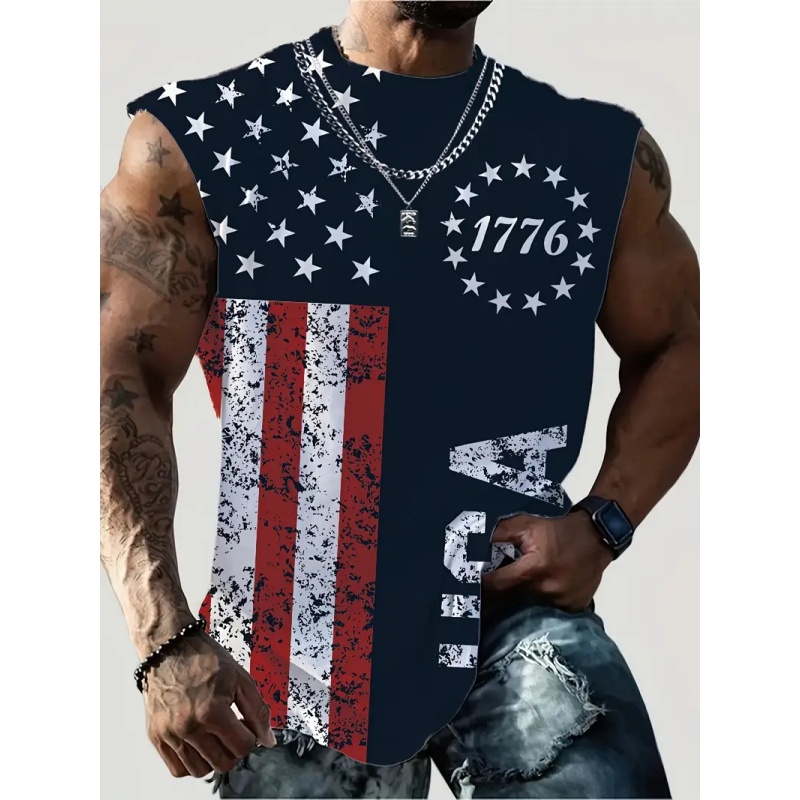 Street Fashion Usa - Débardeur drapeau américain imprimé en 3D