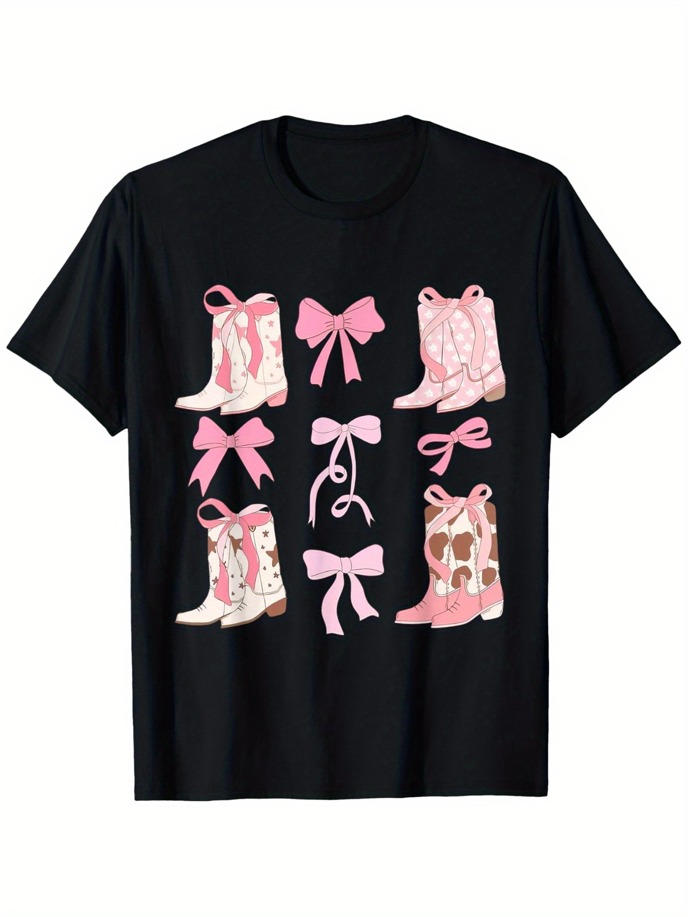 Street Fashion Co - T-shirt Coquette Rose à Nœud, Motif