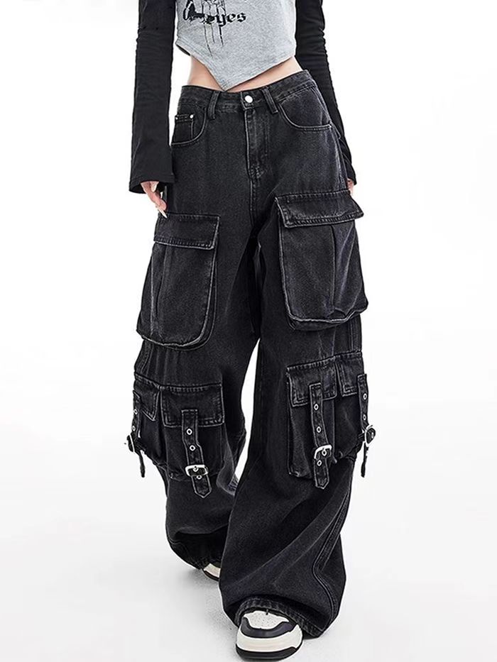 Street Fashion Jeans Women - Jean en Denim noir gothique Punk