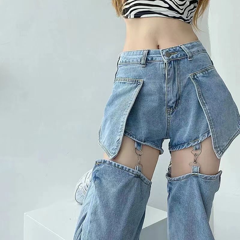 Jean Déchiré Bleu Délavé à Fer - Street Fashion Jeans Women avis et prix
