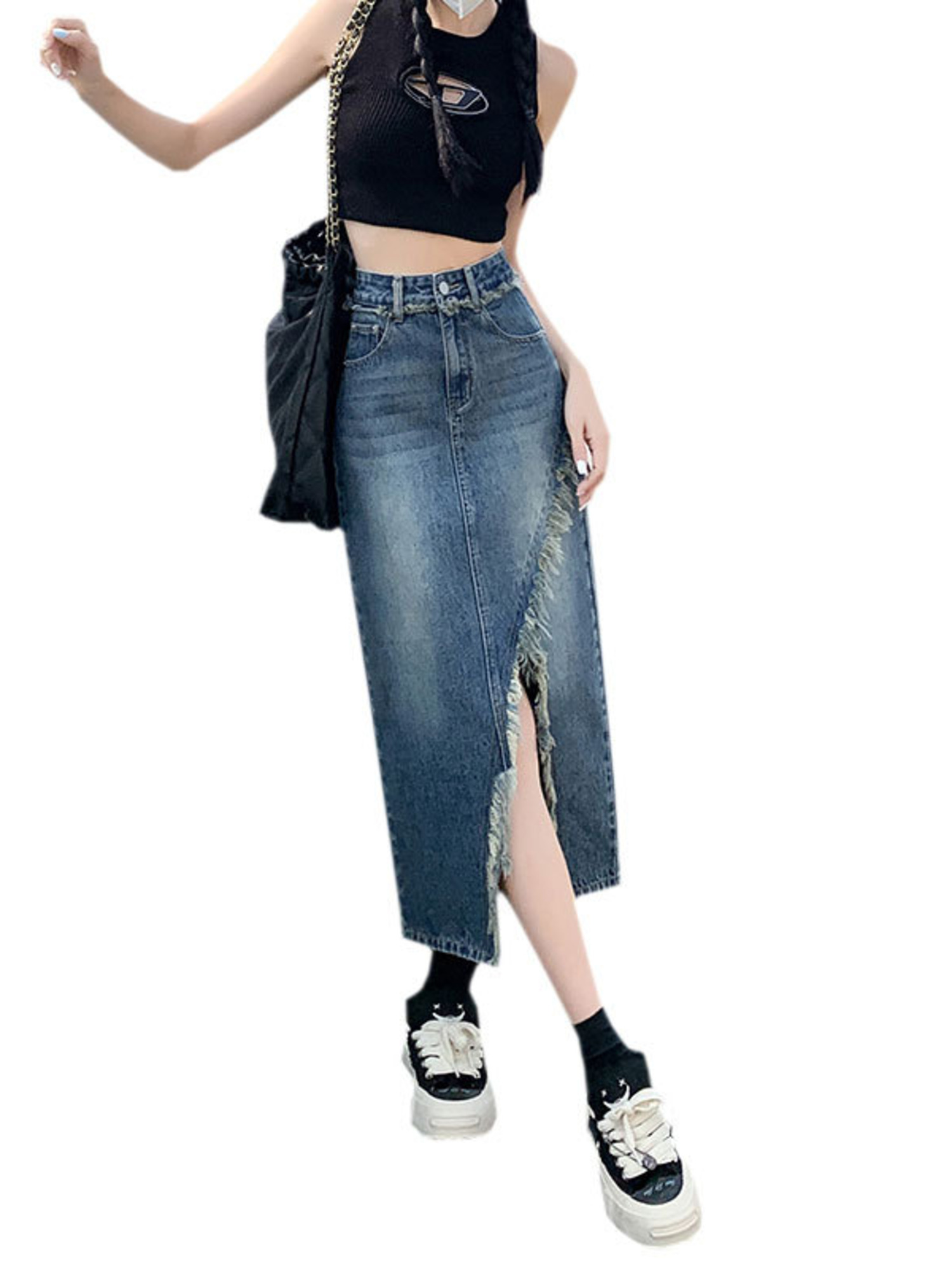 Jupe en jean taille haute pour - Street Fashion Jeans Women avis et prix