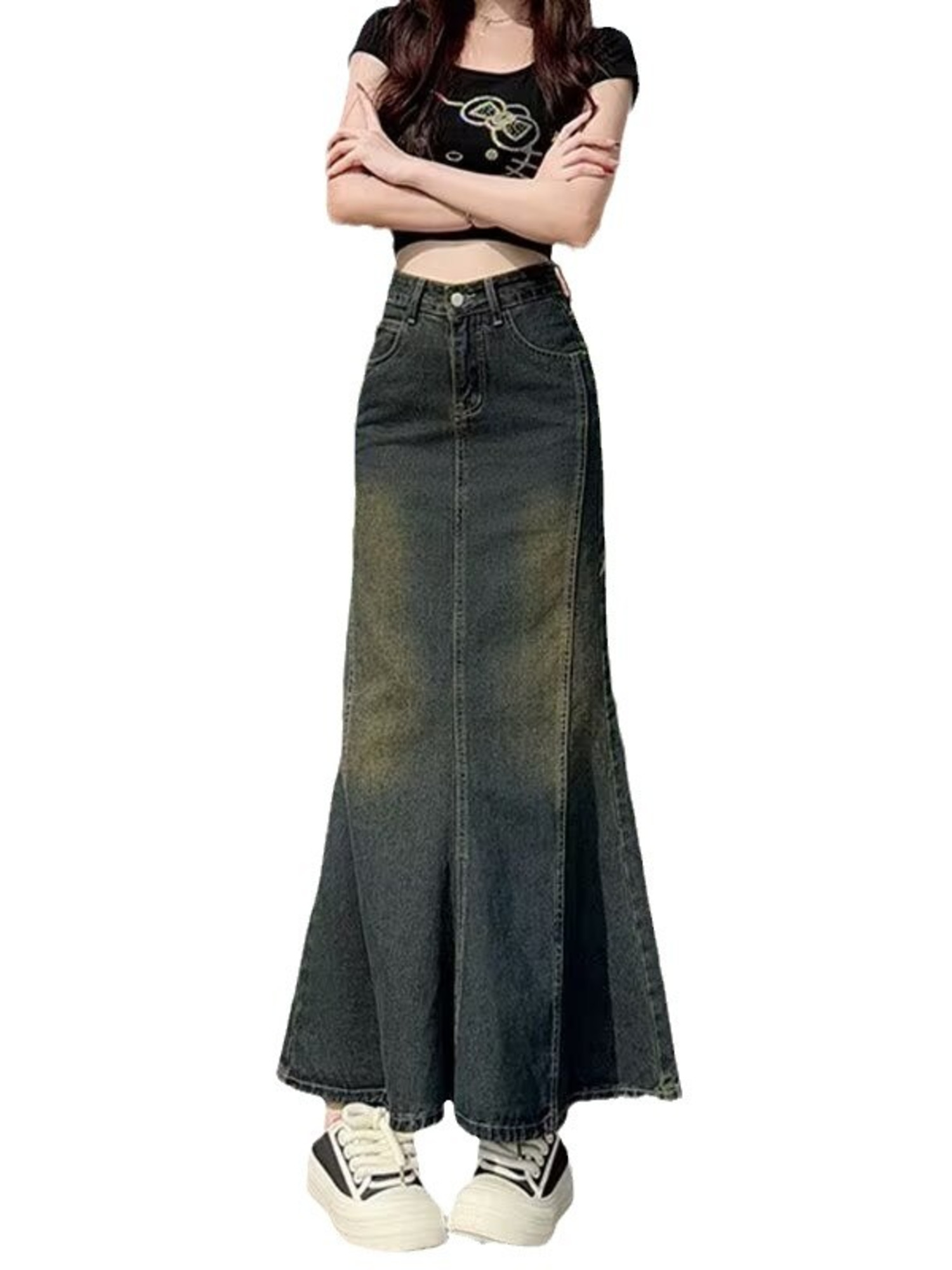 Jupe longue sirène vintage en  - Street Fashion Jeans Women avis et prix