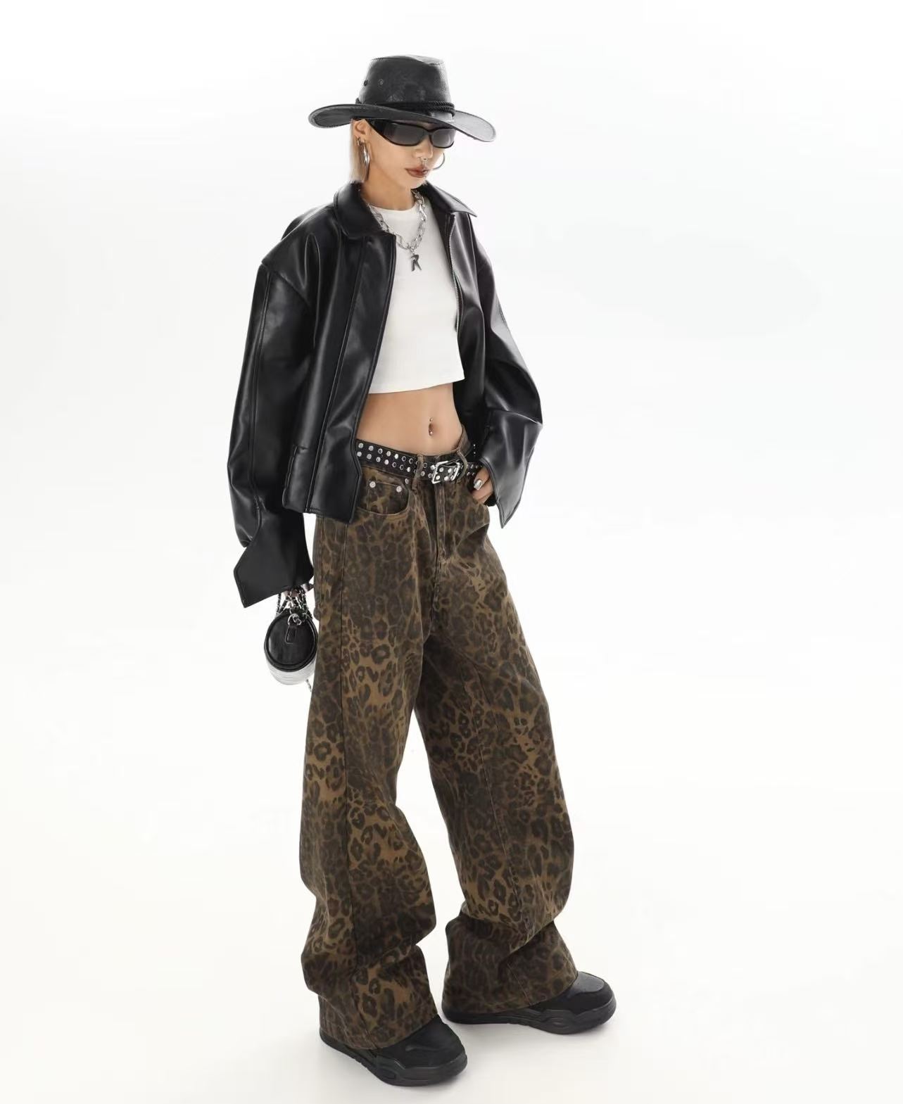 Pantalon large à imprimé léopa - Street Fashion Jeans Women avis et prix